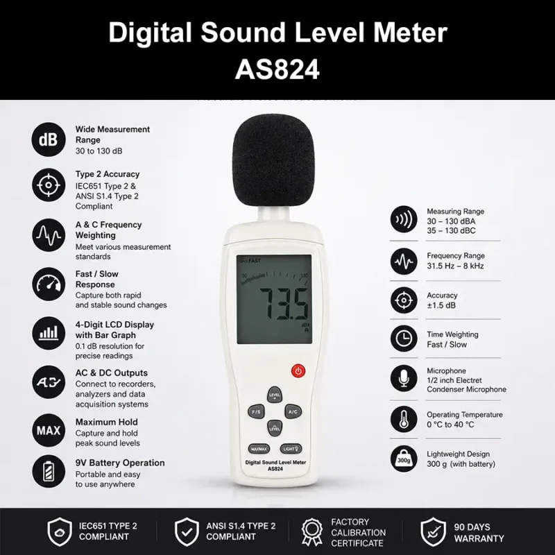 Digital Sound Level Meter AS824