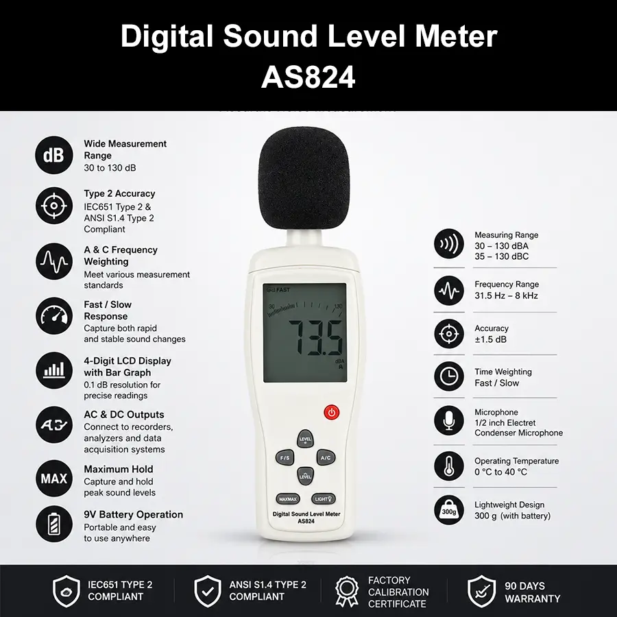 Digital Sound Level Meter AS824