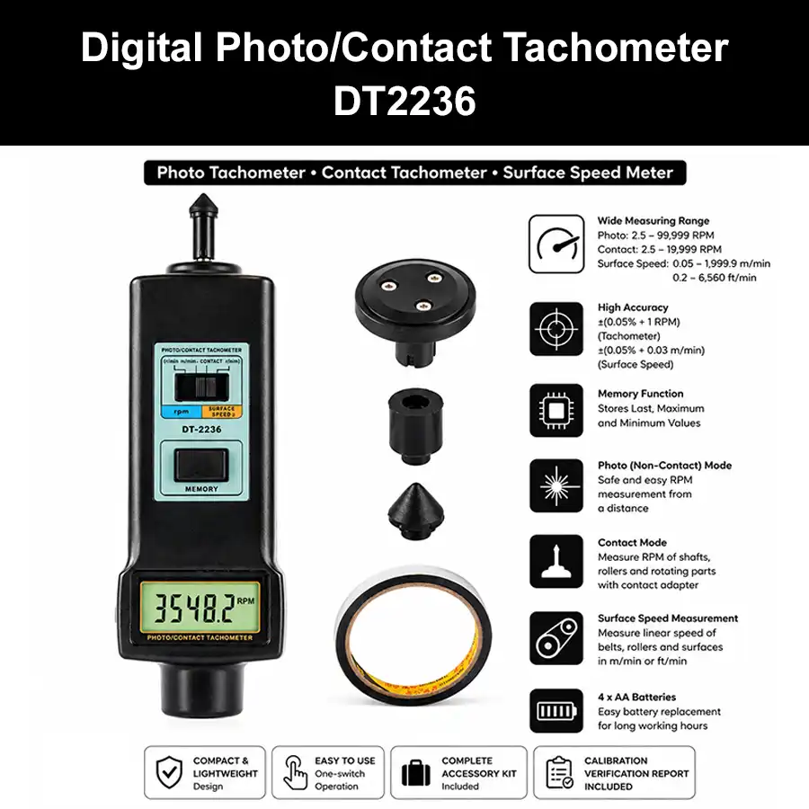 Digital Photo/Contact Tachometer DT2236