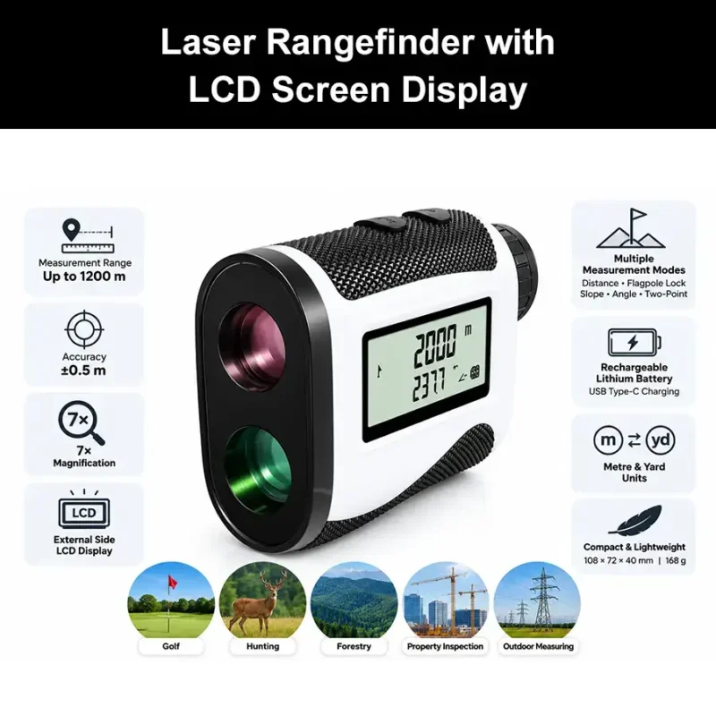 Laser Rangefinder with LCD Side Screen