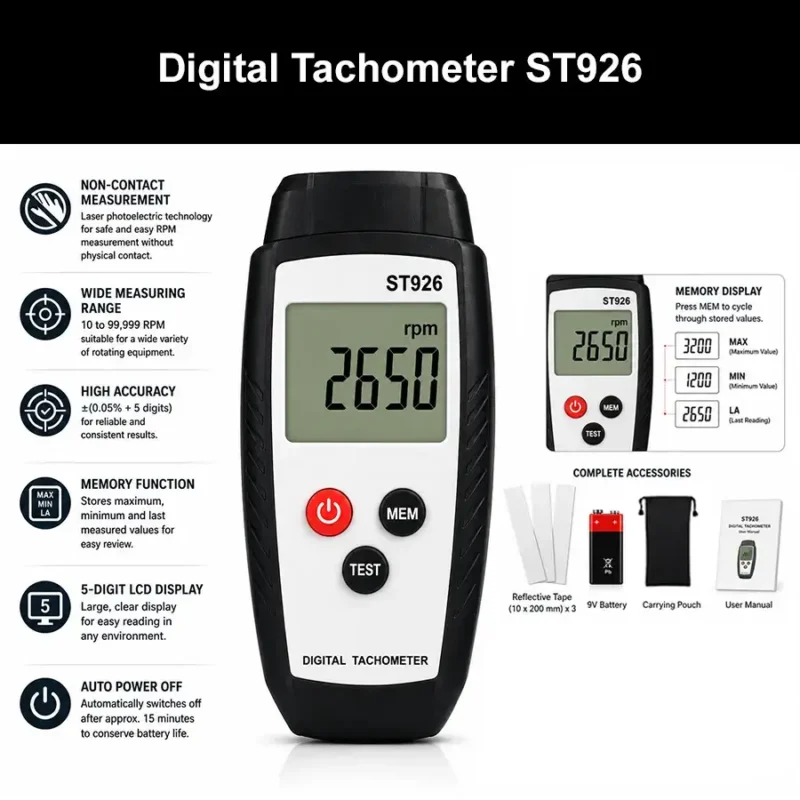 ST926 Digital Tachometer (Non-Contact)